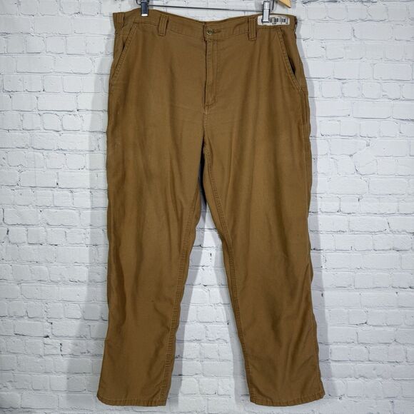 Carhartt Dungaree Fit Pants Men Size 38”X30”Brown Straight Leg Carpenter Work - Picture 1 of 16
